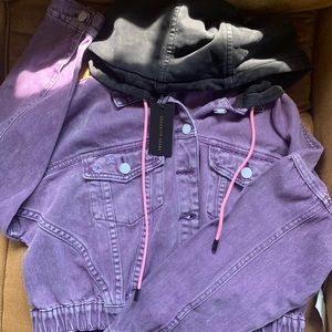 Mixology Purple Hooded Denim Jacket